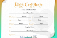 Simple Birth Certificate Template In Bright Turquoise, Neon Throughout Editable Birth Certificate Template
