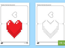 Simple Valentine'S Pixel Heart Pop Up Card Paper Craft With Regard To Quality Pixel Heart Pop Up Card Template