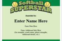 Softball Superstar Certificate Award Template | Fastpitch In Best Softball Award Certificate Template