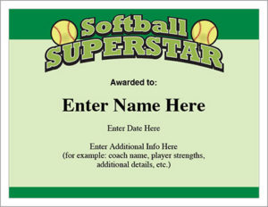 Softball Superstar Certificate Award Template | Fastpitch Within Softball Certificate Templates