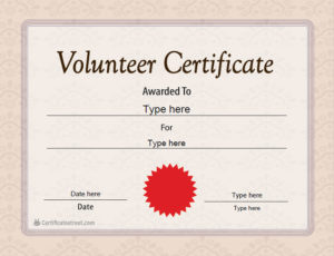Special Certificates Volunteer Certificate Template Intended For Volunteer Certificate Templates