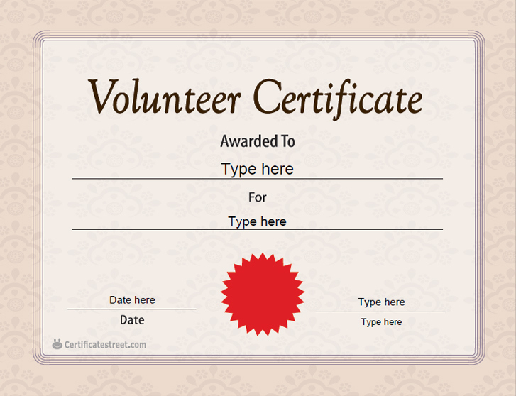 Special Certificates Volunteer Certificate Template Intended For ...