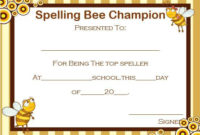 Spelling Bee Award Certificate Template (4) Templates Regarding Free Spelling Bee Award Certificate Template