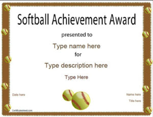 Sports Certificate Softball Certificate With Quality Softball Certificate Templates Free