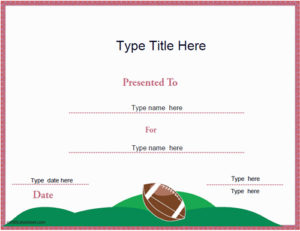 Sports Certificates American Football Certificate Template Within Professional Football Certificate Template