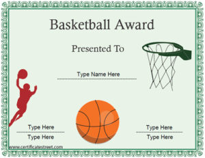 Sports Certificates Basketball Certificate In Professional Basketball Certificate Template