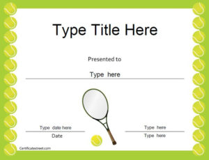 Sports Certificates Tennis Award Certificate | Tennis With Regard To Best Tennis Certificate Template Free