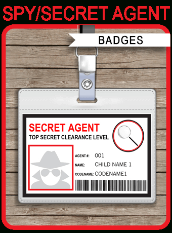 Spy Or Secret Agent Badge Template – Red With Regard To Professional Spy Id Card Template