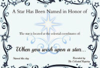 Star Naming Certificate Template In 2020 | Certificate Intended For Free Star Naming Certificate Template