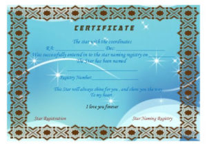 Star Naming Certificate Templates (15+ Free Official Looking Intended For Star Naming Certificate Template