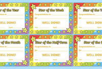 Star Of The Week Award Certificate For Good Behaviour Within Star Of The Week Certificate Template