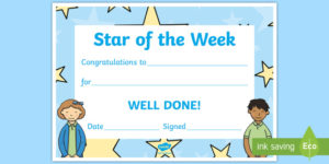 Star Of The Week Decorative Certificate (Teacher Made) Pertaining To Best Star Of The Week Certificate Template