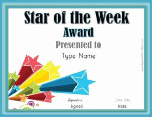 Star Of The Week Printables | Customize With Your Photo And Regarding Star Of The Week Certificate Template