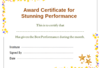 Stars Award Certificate For Performance Template | Office With Regard To Professional Best Performance Certificate Template