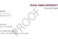 Stationery Templates | University Brand Guide | Texas A&amp;amp;M In Student Business Card Template