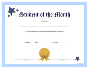 Student Of The Month Certificate Free Printable Intended For Free Student Certificate Templates