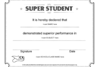 Super Student Certificate Template | Student Certificates Pertaining To Free Student Certificate Templates