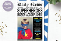 Superhero Thank You Card, Editable Template, Instant With Regard To Superhero Birthday Card Template