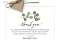 Sympathy Thank You Card Printable With Greenery For Life Pertaining To Best Sympathy Thank You Card Template