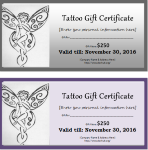Tattoo Gift Certificate Template For Ms Word | Document Hub Throughout Tattoo Gift Certificate Template