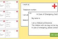Teacher In Case Of Emergency Information Cards Regarding Printable In Case Of Emergency Card Template