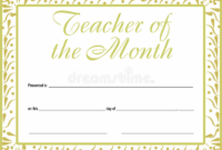 Teacher Of The Month Certificate Template (4) | Professional In Teacher Of The Month Certificate Template