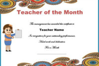 Teacher Of The Month Certificate Templates : 11+ Word Award Pertaining To Teacher Of The Month Certificate Template
