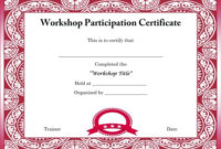 Template For Certificate Of Partcipation In Workshop Within Workshop Certificate Template