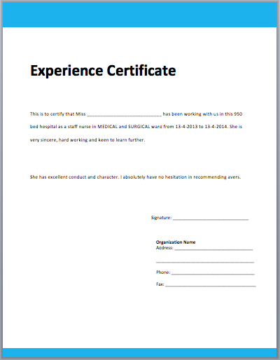 Template Of Experience Certificate In 2020 | Certificate With Best Certificate Of Experience Template