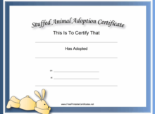 This Free, Printable, Stuffed Animal Adoption Certificate Is Within Toy Adoption Certificate Template