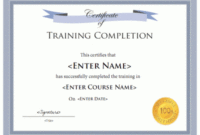 Training Certificate Template Within Free Training Completion Certificate Templates
