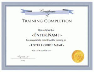 Training Certificate Template Within Free Training Completion Certificate Templates