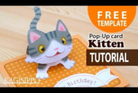 Tutorial Pop Up Card Kitten ( Free Template ) Pertaining To Quality Templates For Pop Up Cards Free