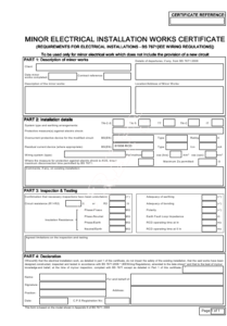 United Kingdom Minor Electrical Installation Works Within 11+ Electrical Minor Works Certificate Template