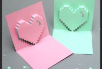 Valentine'S Day Pixel Heart Pop Up Card Papercraft In Quality Pixel Heart Pop Up Card Template