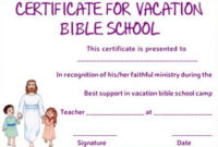 Vbs Certificate Of Completion Template | Bible School Intended For 11+ Free Vbs Certificate Templates
