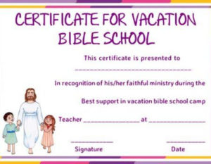 Vbs Certificate Of Completion Template | Bible School Intended For 11+ Free Vbs Certificate Templates