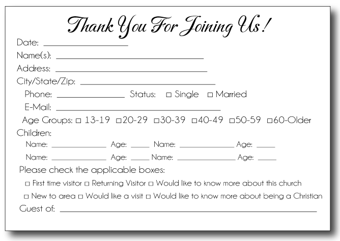 Visitor Card Templates For Pews | Church Brochures, Contact In Church Visitor Card Template