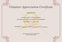 Volunteer Appreciation Certificate Template Certificate Throughout Volunteer Award Certificate Template