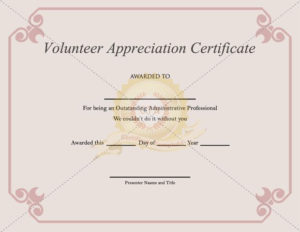 Volunteer Appreciation Certificate Template Certificate With Free Volunteer Certificate Template