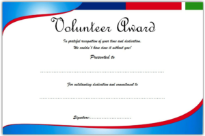 Volunteer Award Certificate Template (1) | Professional Within Volunteer Of The Year Certificate Template