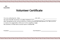 Volunteer Certificate Template Microsoft Word Templates With Volunteer Certificate Template