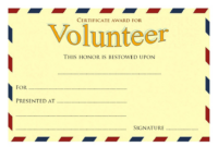 Volunteer Of The Year Certificate Template (2) Templates With Volunteer Of The Year Certificate Template