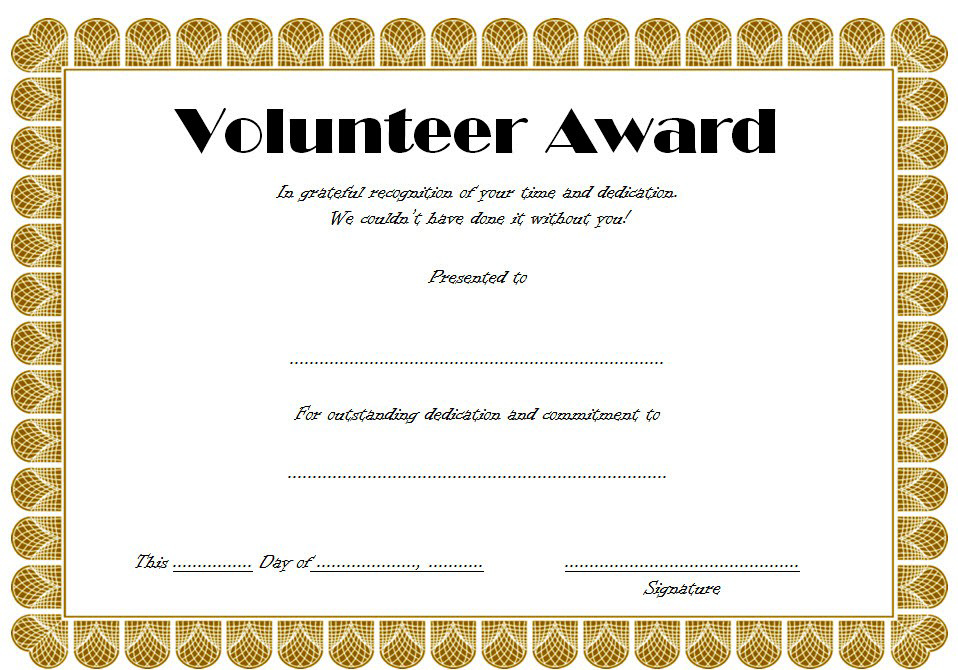 Volunteer Of The Year Certificate Template (4) Templates Throughout Volunteer Of The Year Certificate Template
