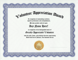Volunteer Of The Year Certificate Template In 2020 For Free Volunteer Award Certificate Template