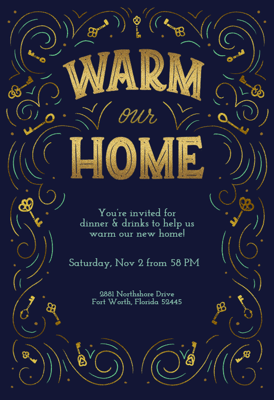 Warm Our Home Housewarming Invitation Template (Free For Free Housewarming Invitation Card Template