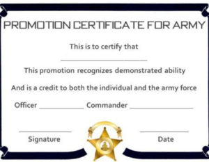Warrant Officer Promotion Certificate Template | Certificate In Printable Officer Promotion Certificate Template
