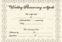 Wedding Anniversary Certificate Template: 22+ Editable With Regard To Professional Anniversary Certificate Template Free