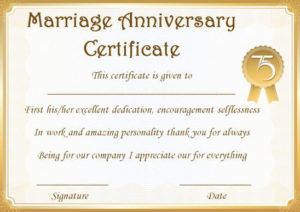 Wedding Anniversary Certificate Templates: 15 Most Beautiful Throughout Professional Anniversary Certificate Template Free