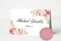 Wedding Place Card Printable Template, Floral Table Place Cards, Rustic Place Card, Editable Name Card, Place Card Template, Name Card For Printable Michaels Place Card Template